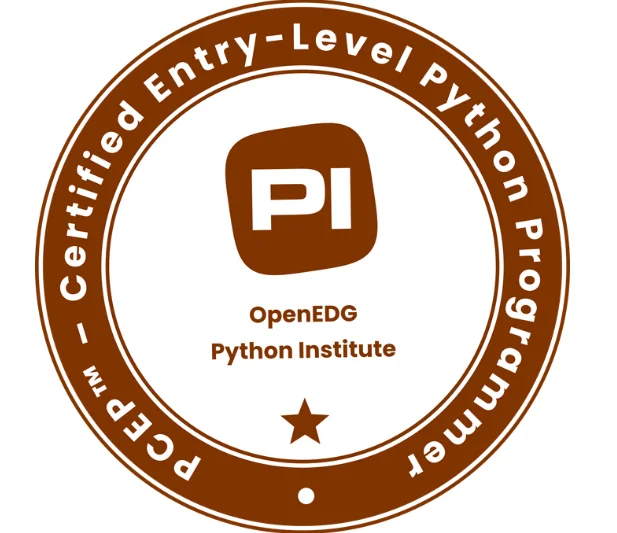 PCEP Certified Entry-Level Python Programmer badge from the OpenEDG Python Institute