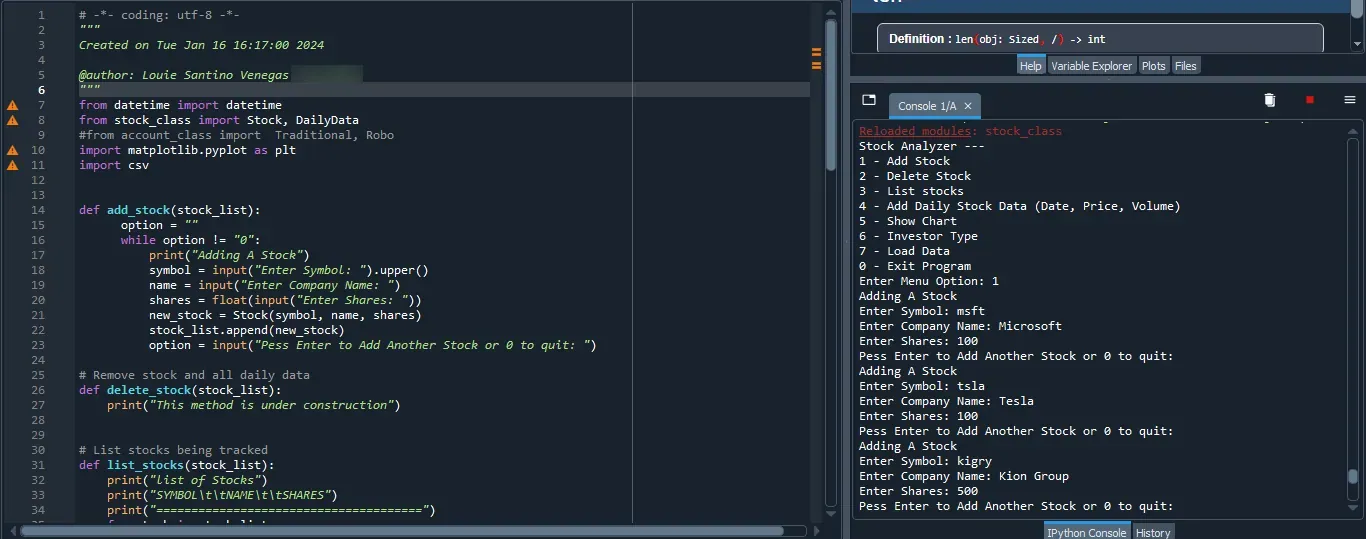 Python Stock Tracking Application, screenshot 6 of 21