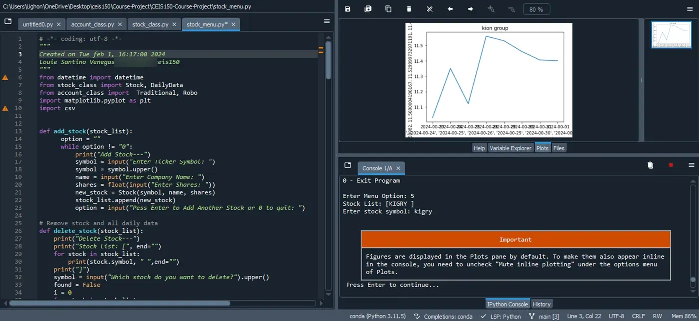 Python Stock Tracking Application, screenshot 15 of 21